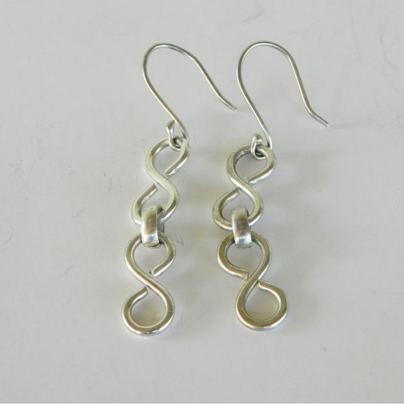 925 Solid Sterling Silver Dangle Earrings - Picture 2 of 3